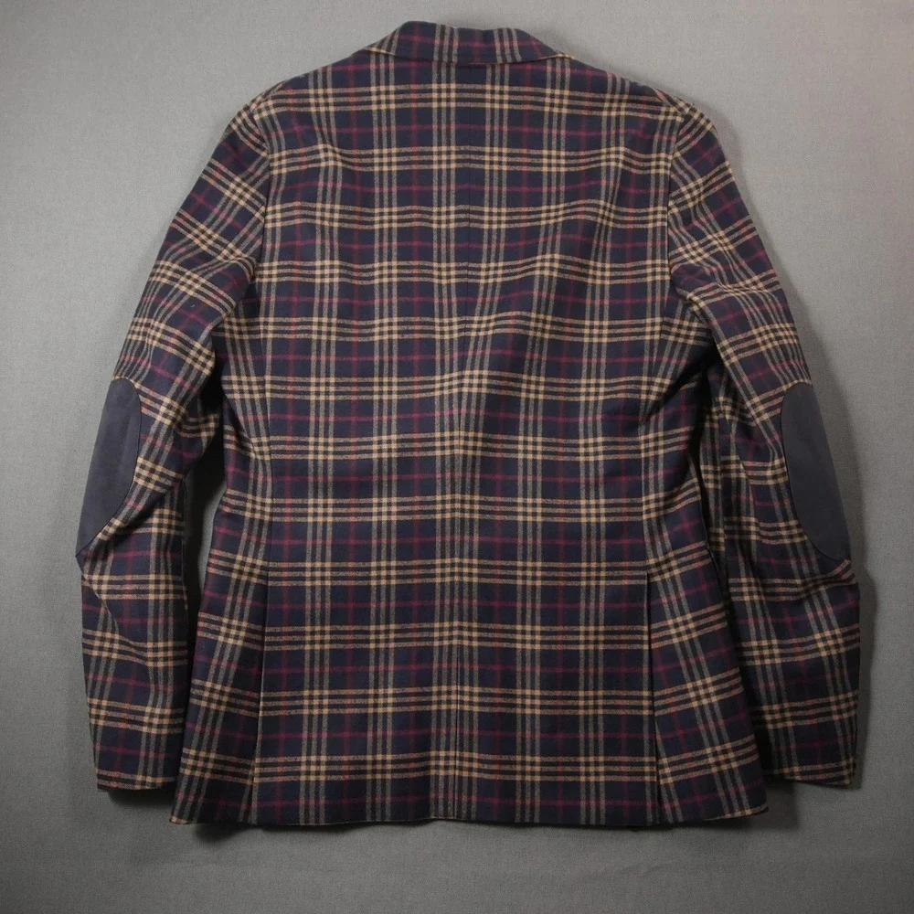 Collegiate Italian Elbow Patch Plaid El Ganso Subalpino Men Blazer Jacket EUR 46